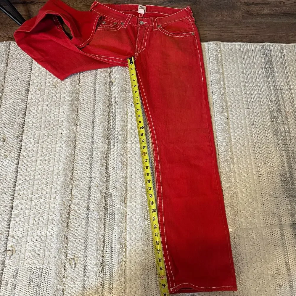 TRUE RELIGION Men's Straight Leg Jeans Size 33 In Red
